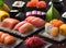 Tray of fresh sushi.