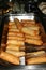 Tray of fried lumpia with vegetables inside