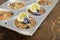 Tray of lemon blueberry muffins.