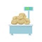 Tray with Potatoes on Store Scales Vector.