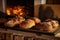 tray of rustic, hand-made breads baked in woodburning oven