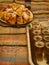 Trays with glasses of tea and fried cakes above carpets in Maroc.