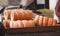 Trdelnik - traditional Czech hot sweet pastry sold in the streets of Prague