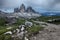 Tre Cime at cloudy evening