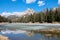 Tre Cime di Lavaredo and its reflection over Lake Antorno in winter