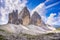 Tre Cime di Lavaredo panoramic view. Dolomiti Italian Alps, Veneto, Italy