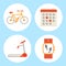 Treadmill and Bicycle Set Vector Illustration