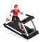 Treadmill Gym Class Working Out. Gym Equipment Treadmill Running Athlete Runners Working Out Gym Class. 3D Flat Isometric Marathon