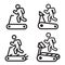 Treadmill icon in four variations. Vector illustration.
