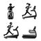 Treadmill icon set, simple style