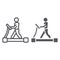 Treadmill line and glyph icon, fitness and exercise, runner sign, vector graphics, a linear pattern on a white