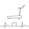 Treadmill with pulse line icon. Indoor exercise for cardiac stress test.