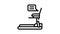 treadmill and remote work black icon animation