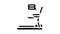 treadmill and remote work glyph icon animation