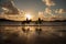 Trearddur Bay beach at sunset