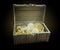 Treasure chest filled with bitcoins