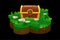 Treasure chest on island isometric platform grass.