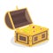 Treasure chest, treasure with gold coins and precious stones. Pirate treasures.