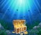 Treasure chest in underwater