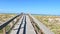 Treasure Island beach POV walking wooden walkway to beach ocean reveal