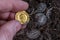A treasure of Roman gold and silver coins.Trajan Decius. AD 249-251. AV Aureus.Ancient coin of the Roman Empire.Authentic  silver