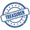 TREASURER text on blue grungy round rubber stamp