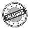 TREASURER text written on black grungy round stamp