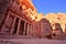 The Treasury Al Khazneh of Petra Ancient City at Sunset, Jordan