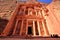 The Treasury Al Khazneh of Petra Ancient City at Sunset, Jordan