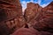 Treasury Al-Khazneh, stone rock historic sight Petra. Travel Jordan, Arabia holiday. Evening light in nature, Jordan. Man and