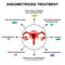 Treatment of endometriosis. Adenomyosis. The structure of the pelvic organs with endometriosis. Infographics. Vector