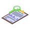 Treatment history clipboard icon isometric vector. Result digital