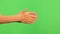Treats female hands on chromakey with an antiseptic. Close-up of girl treats her hands with an antiseptic. Clean hand