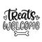 Treats welcome. Dog fashion lettering