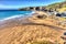 Trebarwith Strand beach Cornwall near Tintagel England UK in brilliant HDR colour