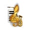 Treble clef on the background saxophone piano keys