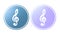 treble clef on blue color icon