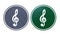 treble clef on gray and green color icon