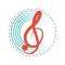 treble clef musical paper icon dotted line