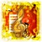 Treble clef with saxophone and piano bright background