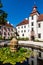 Trebon Castle And Fountain- Trebon, Czech Republic