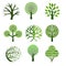 Tree badges. Abstract graphic nature eco pictures simple growth plants vector emblem