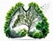 Tree branches shaped like human lungs, forest protection ecology illustration.