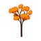 Tree with a bright orange crown. Vector illustration on a white background.