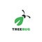 Tree bug vector flat logo. Green insect logotype