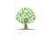 Tree care logo, revolution nature symbol, organic rebellion sign, green education and revolt healthy kids concept design