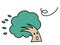 A tree character that is blown by a strong wind