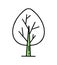 Tree. Co2 concept of climate change. Recycling. Vector isolated doodle