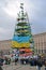 Tree construction from flags with slogans on Euro