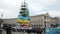 Tree construction from flags with slogans on Euro maidan meeting in Kiev, Ukraine,